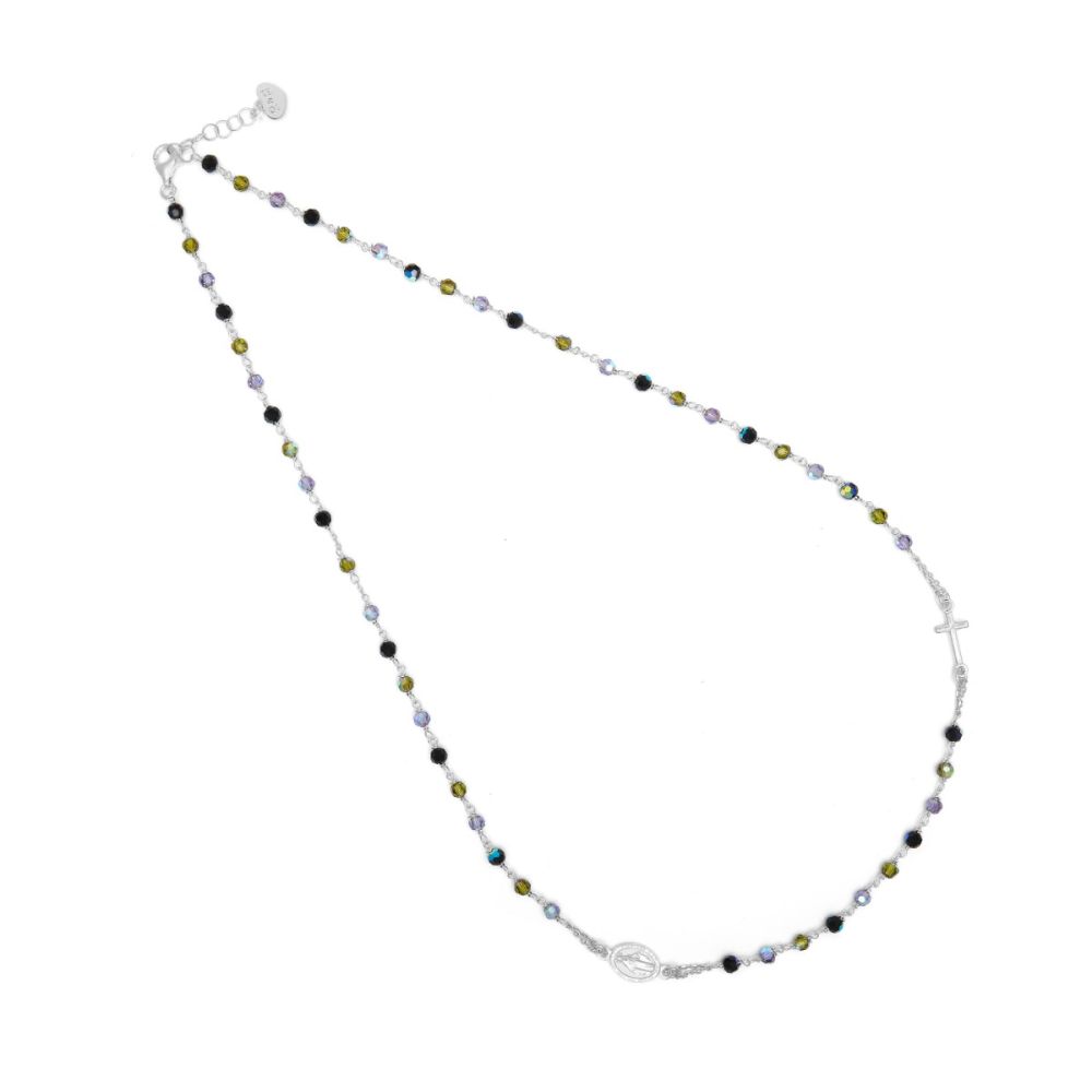 Io & Te Collana Rosario Argento Rodiato