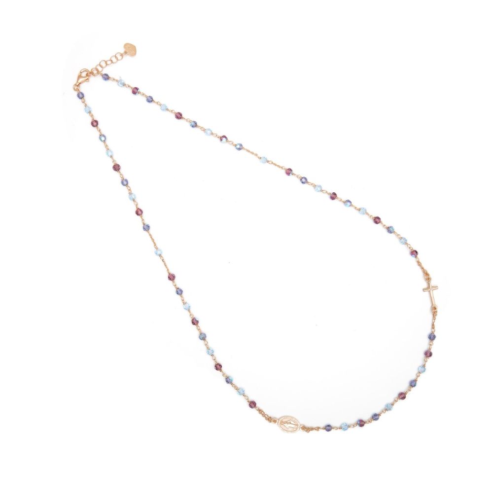 Io & Te Collana Rosario Argento Rosè Cristalli Multicolor