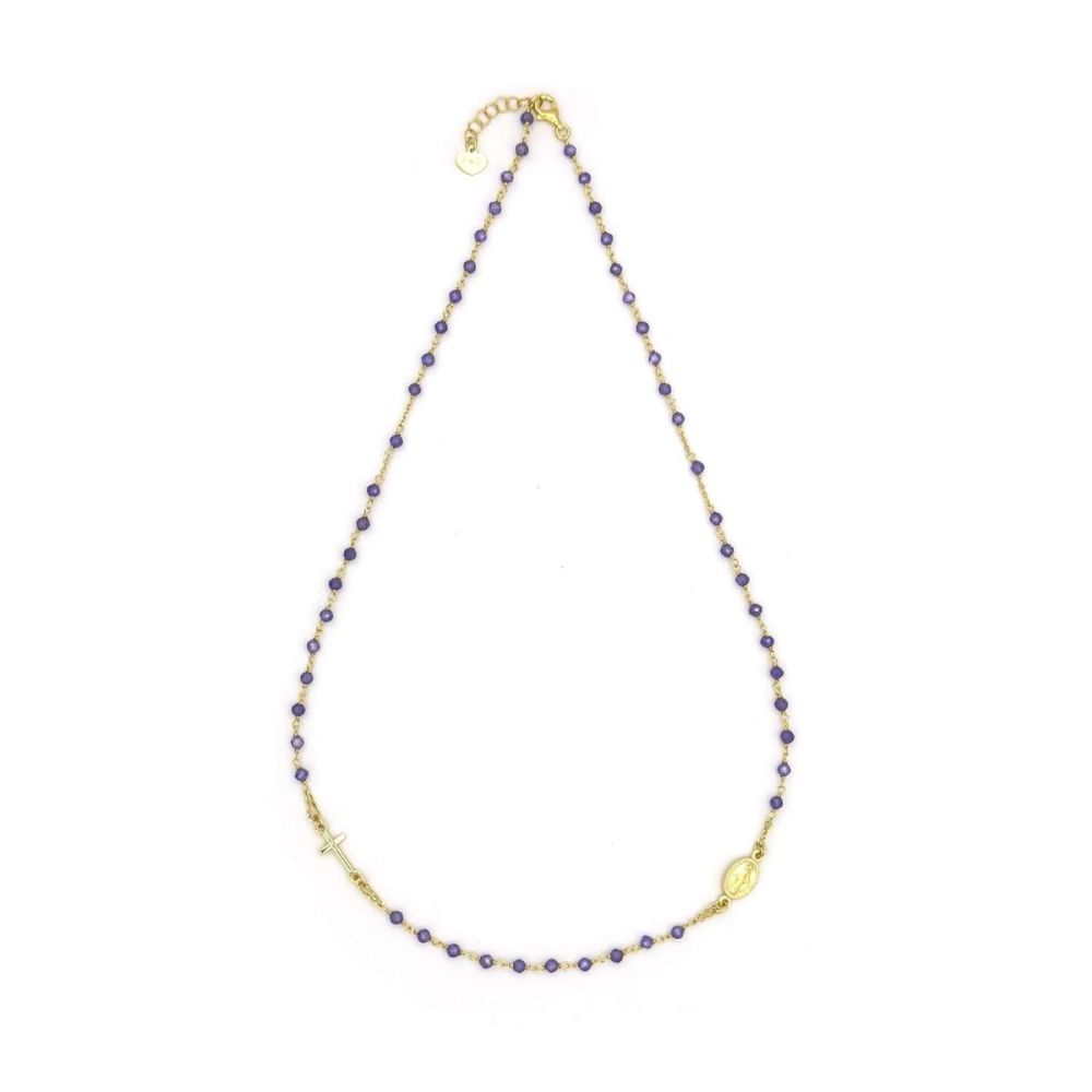  Io & Te Collana Argento Gold Zirconi Viola
