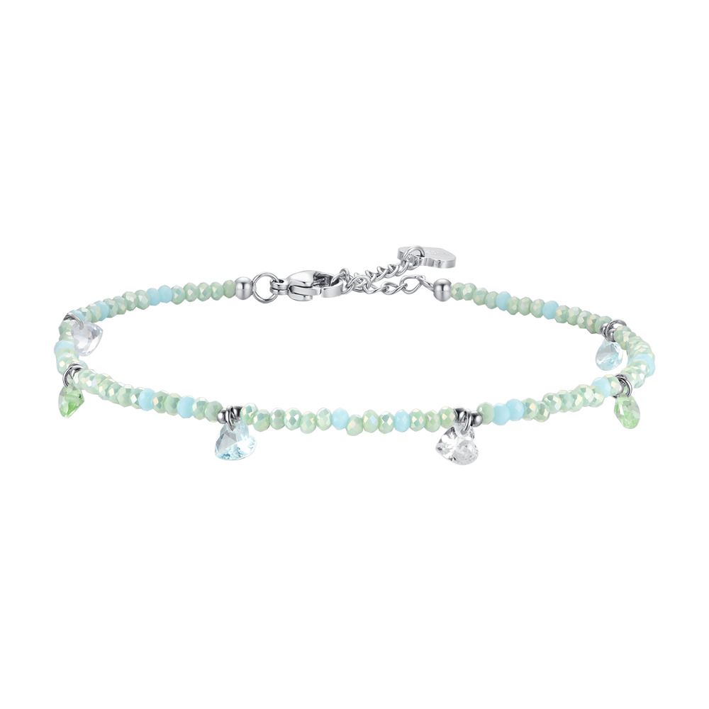 Luca Barra Cavigliera Acciaio Pietre Verdi Cuori Multicolor