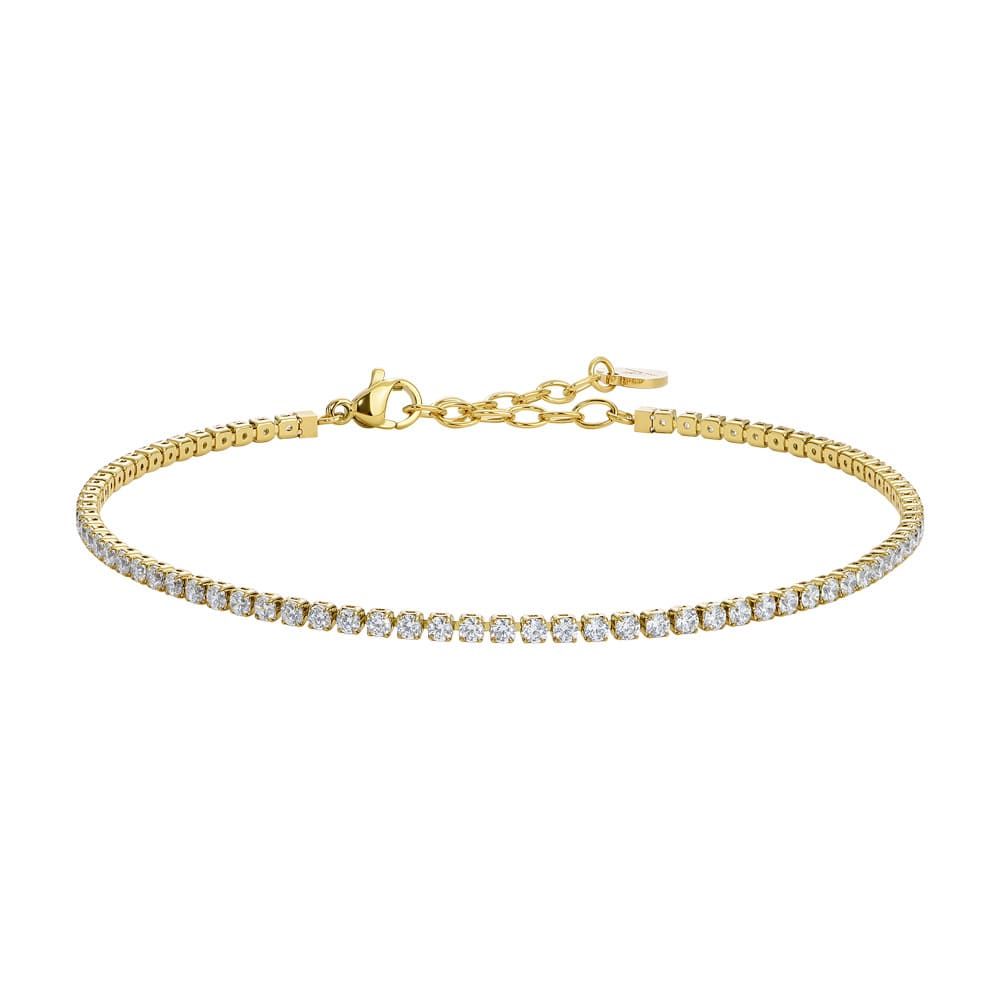 Luca Barra Cavigliera Tennis Acciaio Gold Zirconi Bianchi