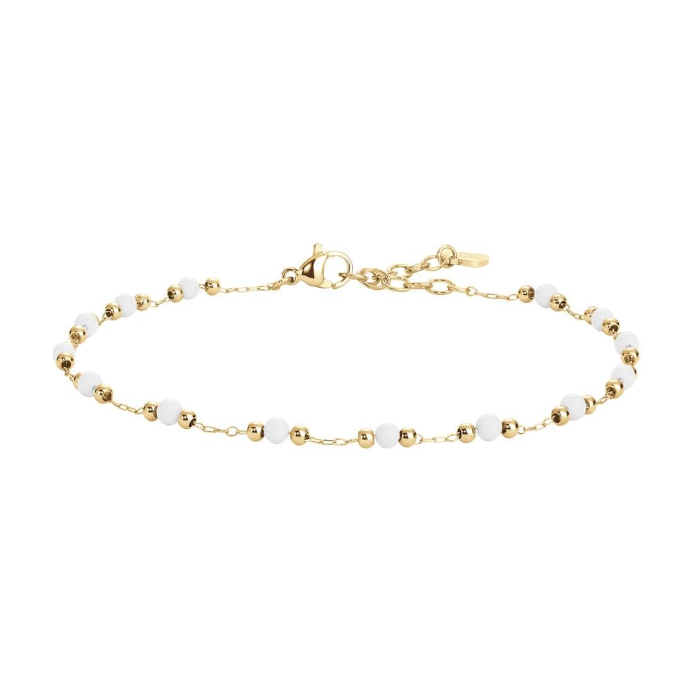 Luca Barra Cavigliera Acciaio Gold con Perle Bianche