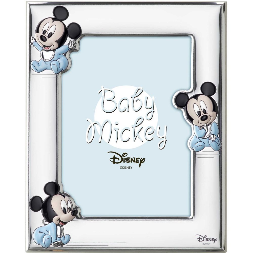 Disney Cornice Baby Topolino Laminato Argento e Legno 13X18