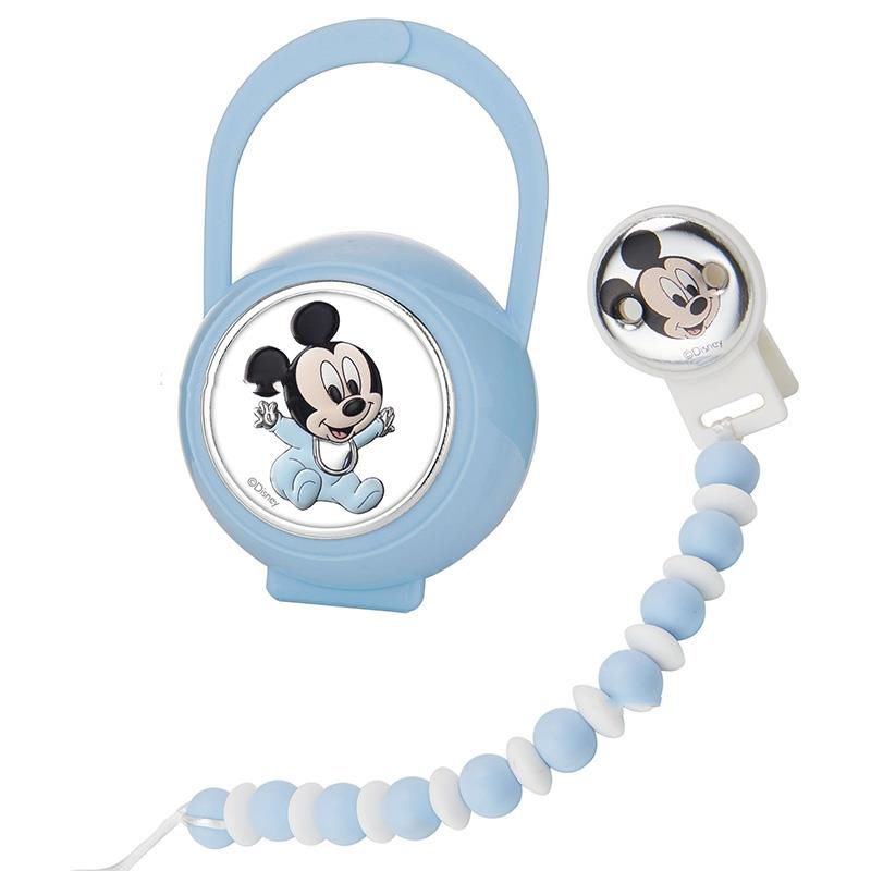 Disney Porta Ciuccio Bimbo Topolino Laminato Argento