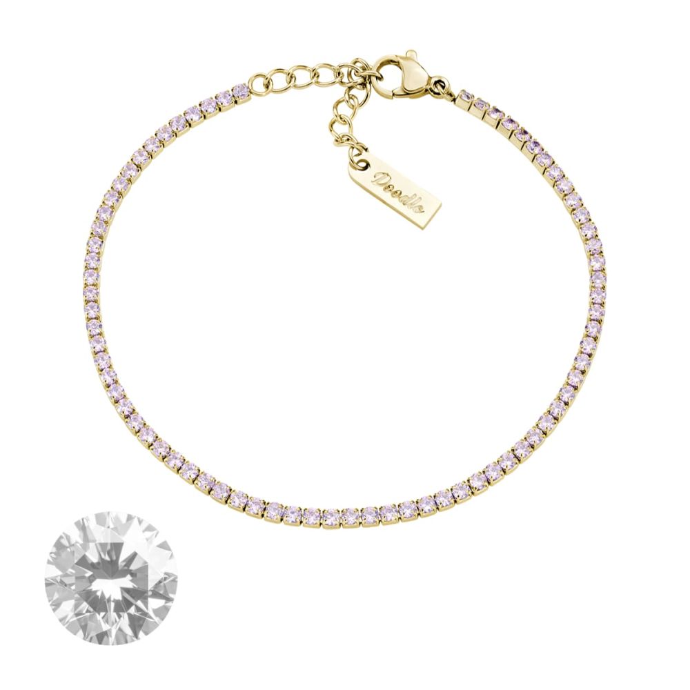 Doodle Bracciale Tennis Acciaio Dorato ZIrconi 2 mm 