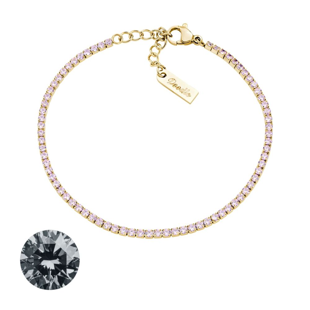 Doodle Bracciale Tennis Acciaio Dorato ZIrconi 2 mm 