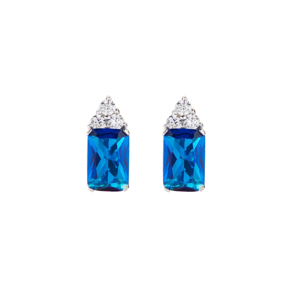 Amen Orecchini Argento Zircone Blu e Zirconi