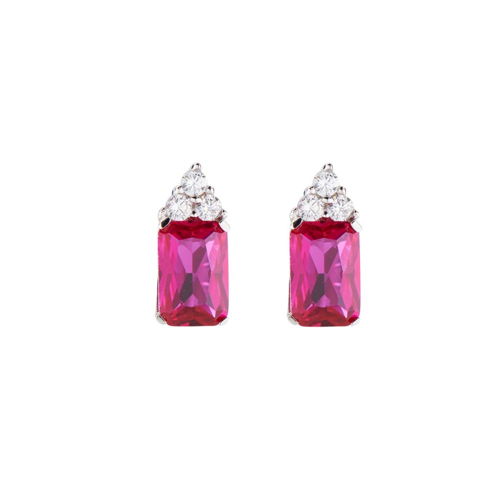 Amen Orecchini Argento Zircone Rubino e Zirconi