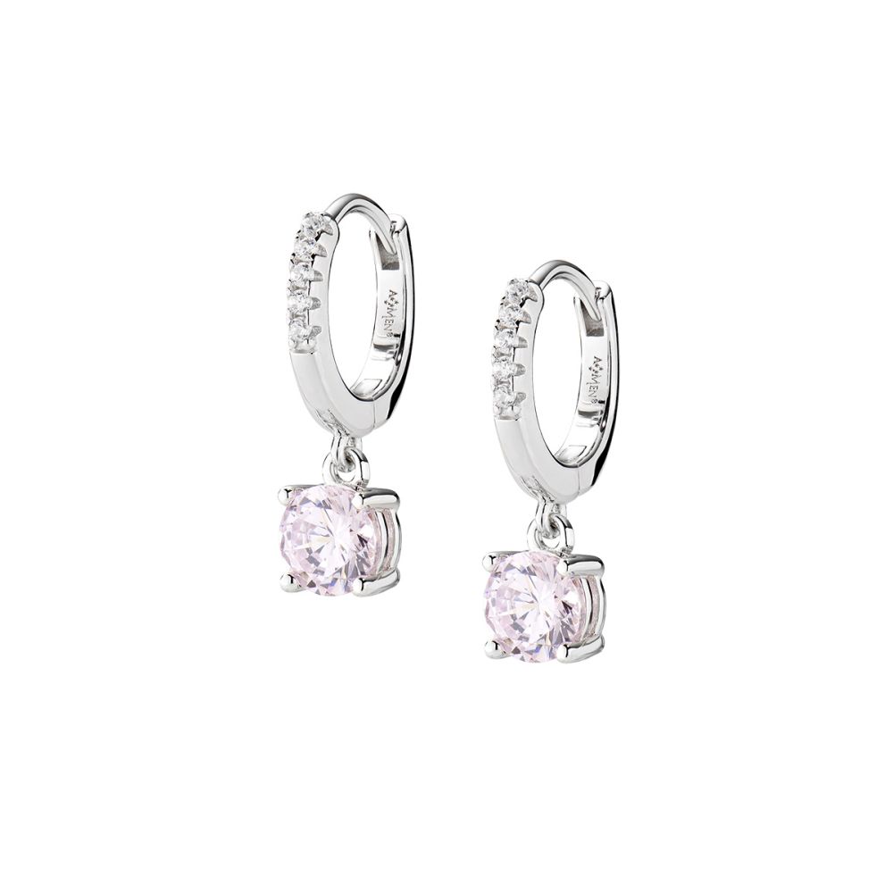 Amen Cerchi Argento Con Punto Luce Rosa