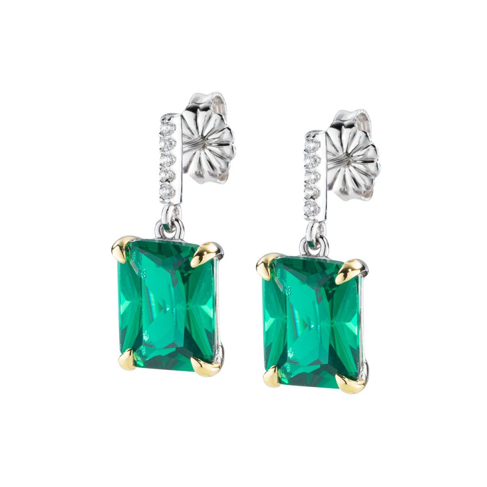 Amen Orecchini Argento Cristallo Verde e Bianchi