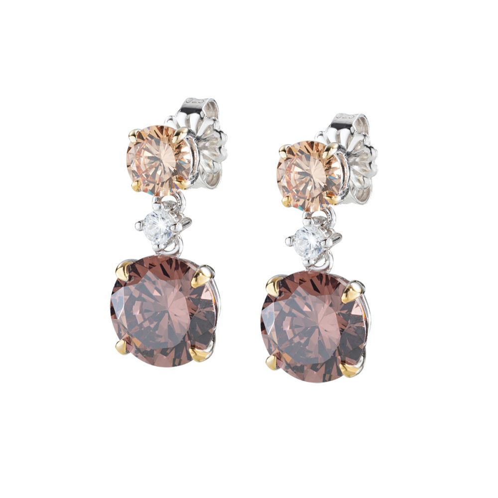 Amen Orecchini Argento Cristalli Brown e Champagne