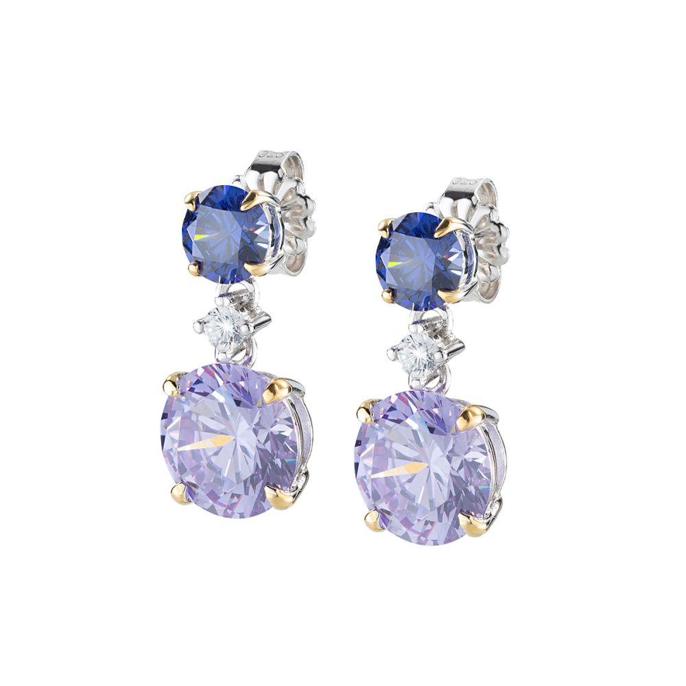 Amen Orecchini Argento Cristalli Lilla e Tanzanite