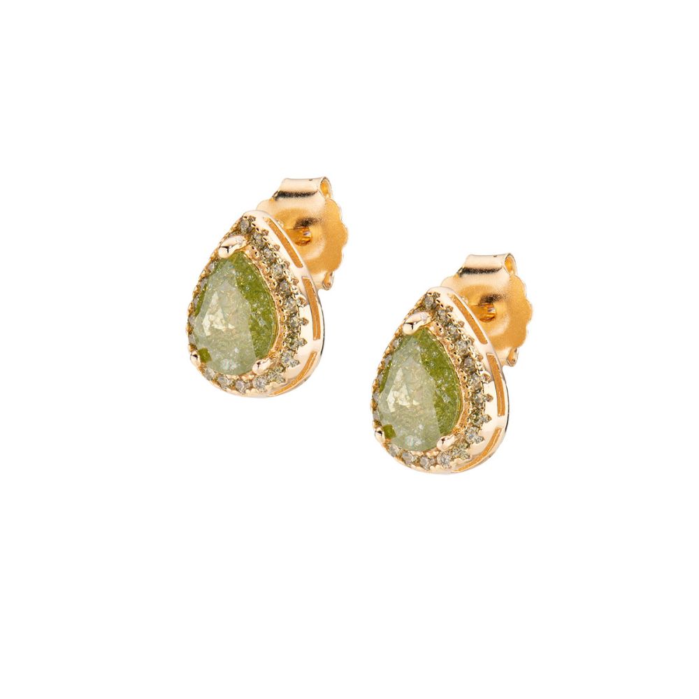 Amen Orecchini Argento Gold Goccia Verde