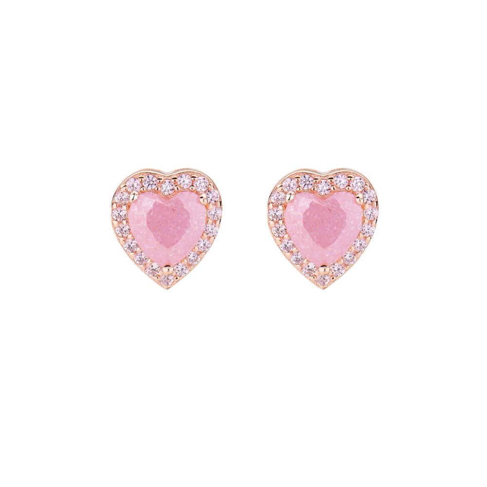 Amen Orecchini Lobo Argento Dorato Cuore Rosa