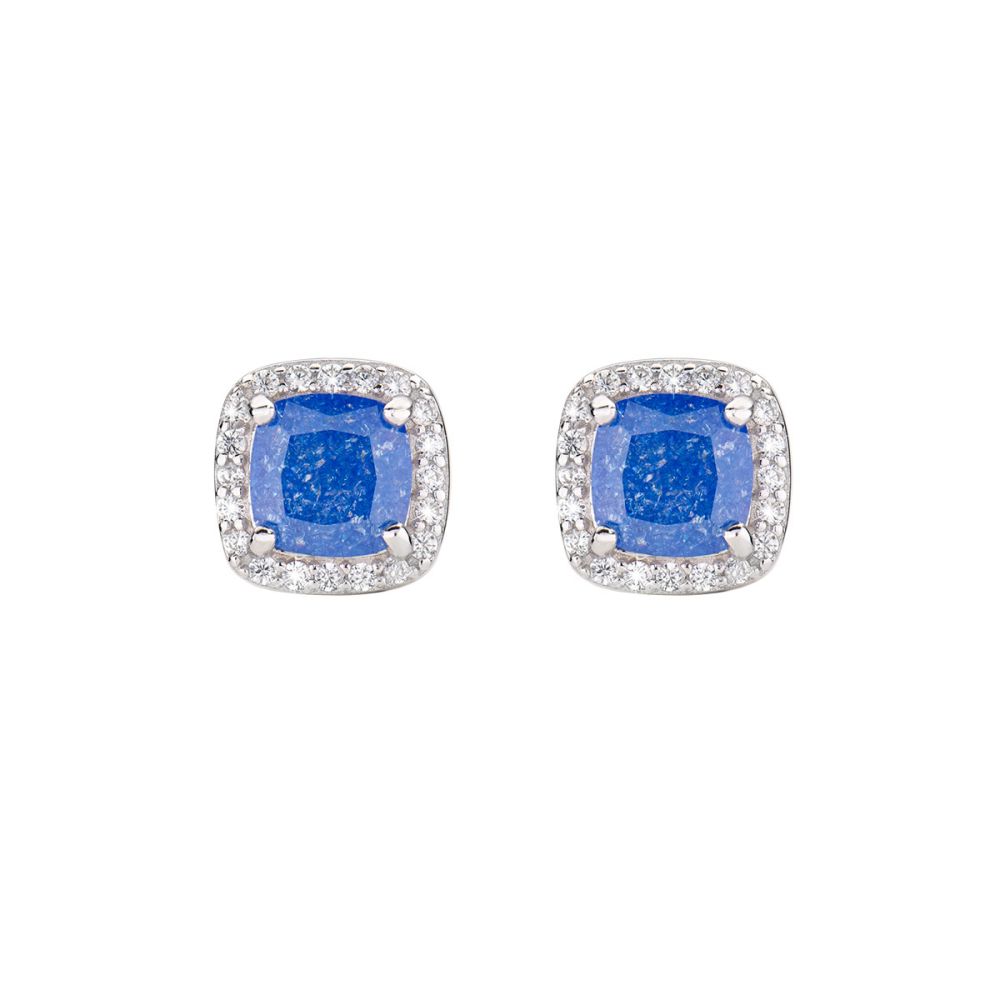 Amen Orecchini Argento Rodiato Stone Blu