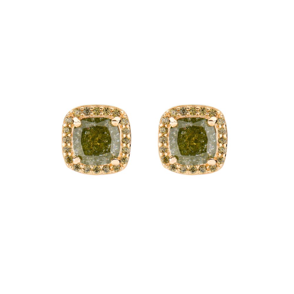 Amen Orecchini Argento Gold Stone Verde
