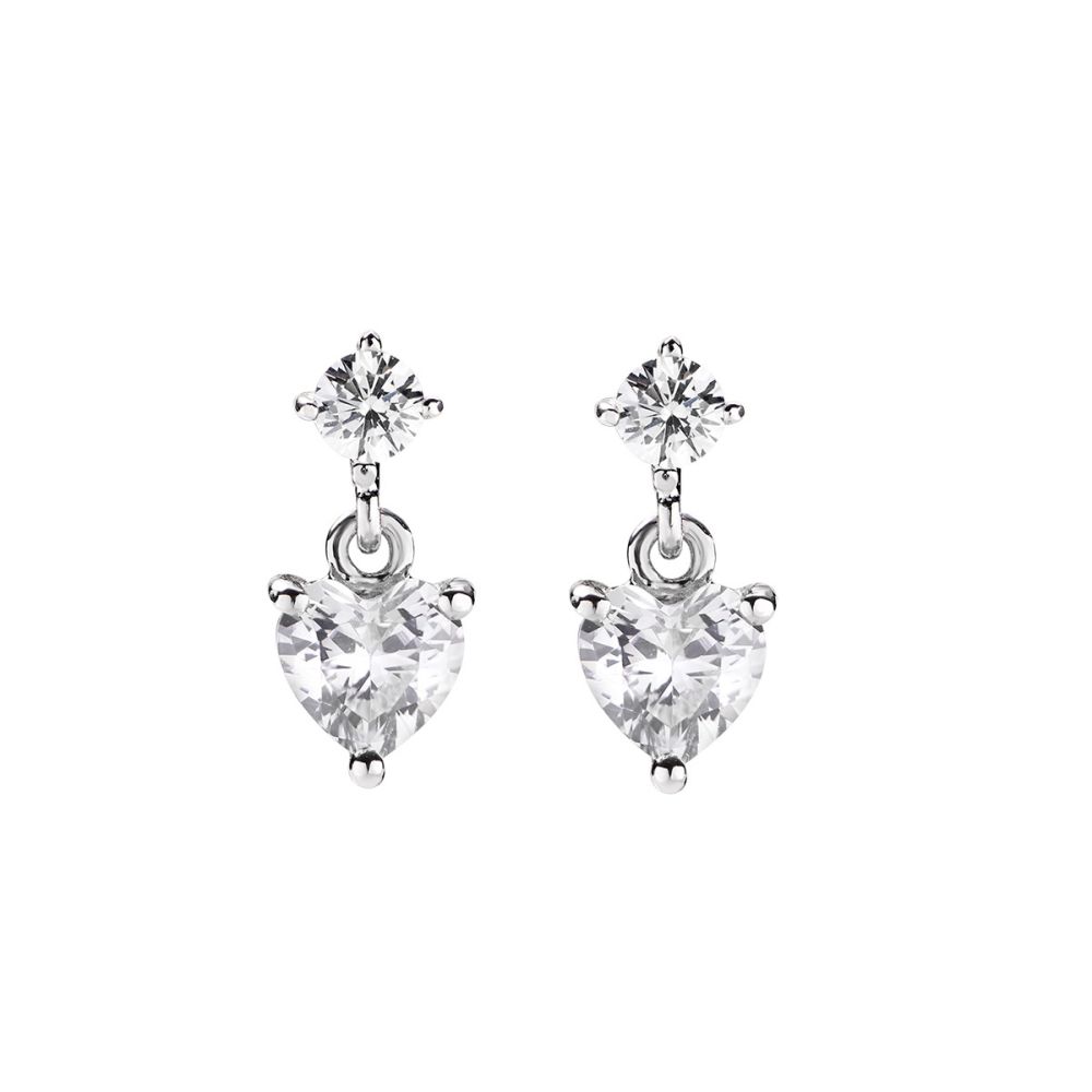 Amen Orecchini Argento Cuore Bianco e Zircone