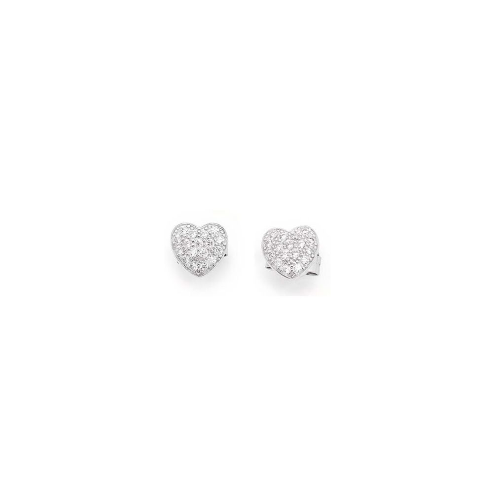 Amen Orecchini Lobo Argento Cuore Zirconato