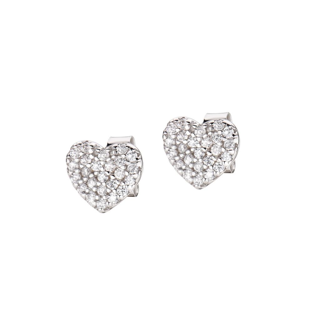 Amen Orecchini Lobo Argento Cuore Zirconato