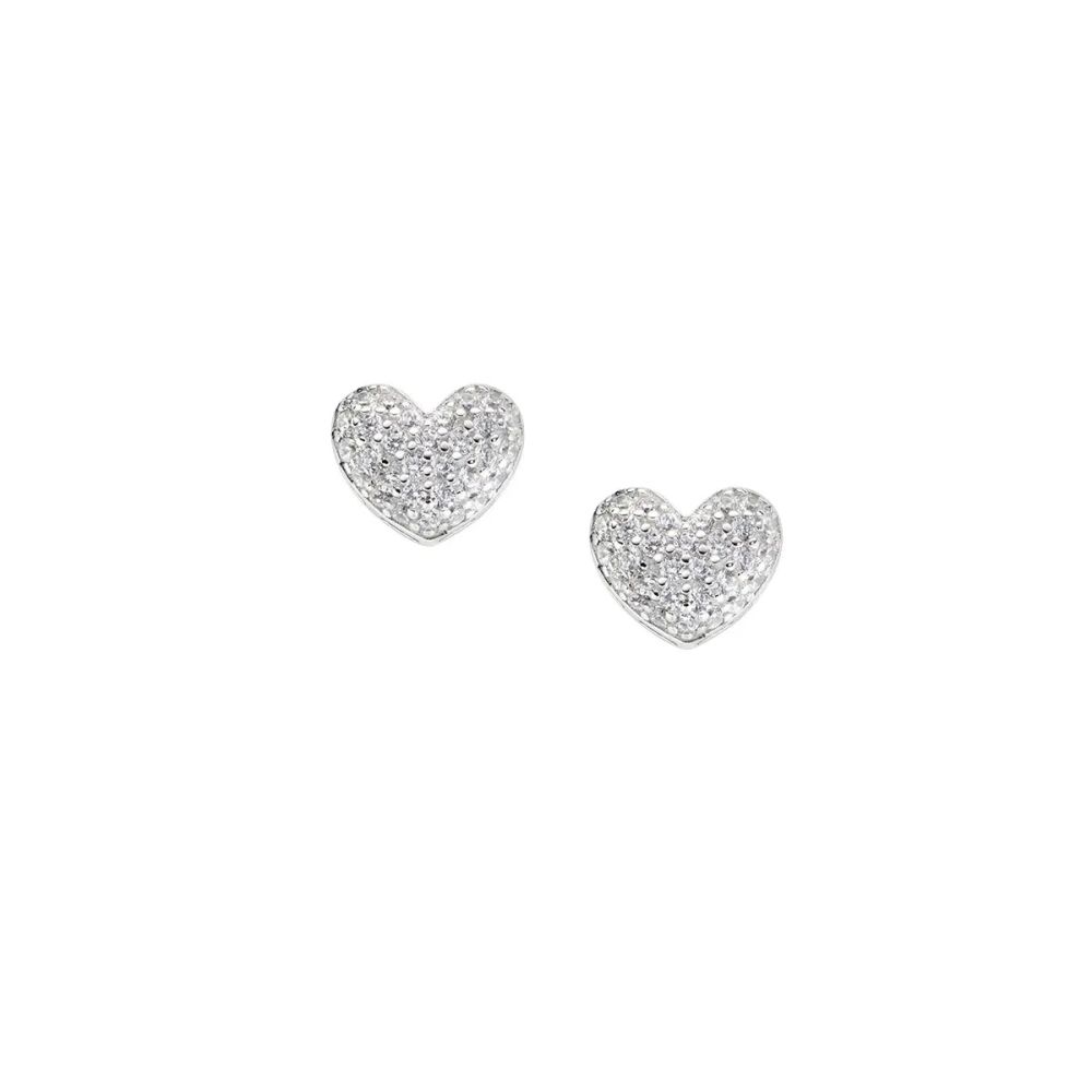 Amen Orecchini Argento Cuore Bombato Zirconato