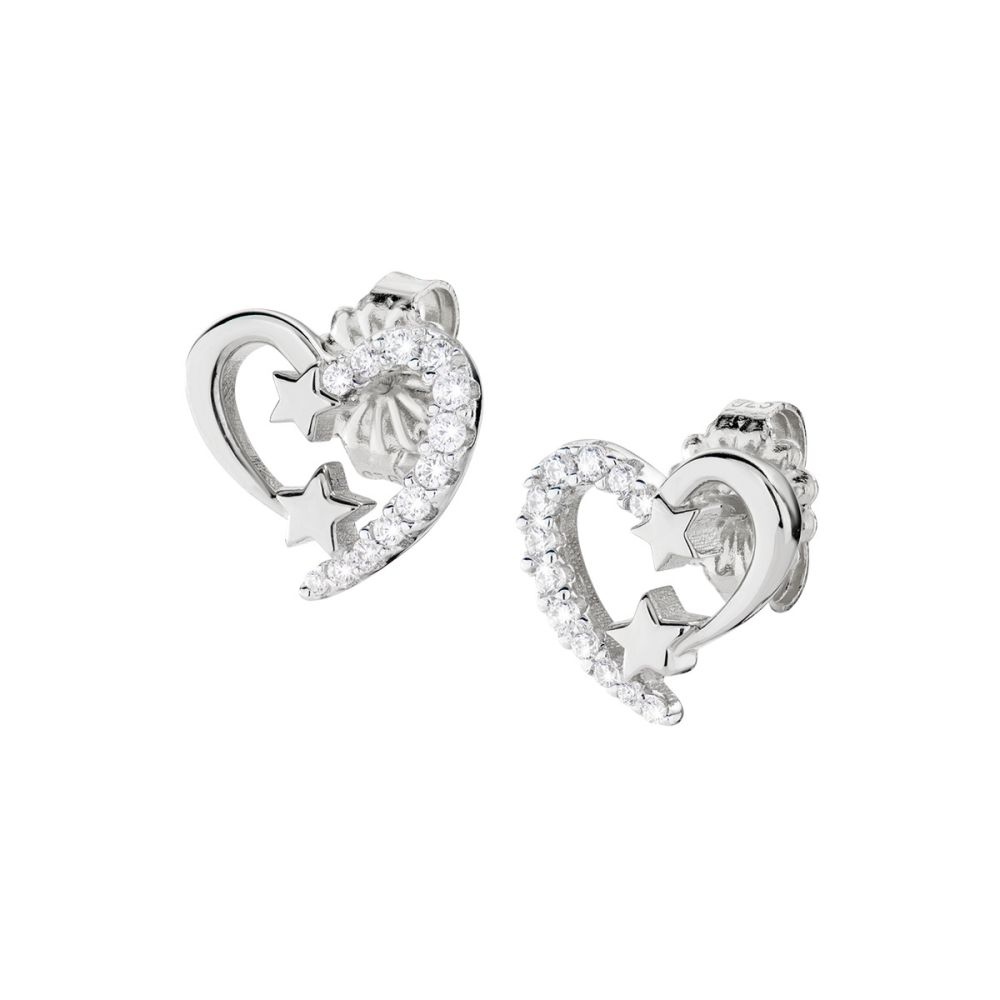 Amen Orecchini Lobo Argento Cuore con Stella