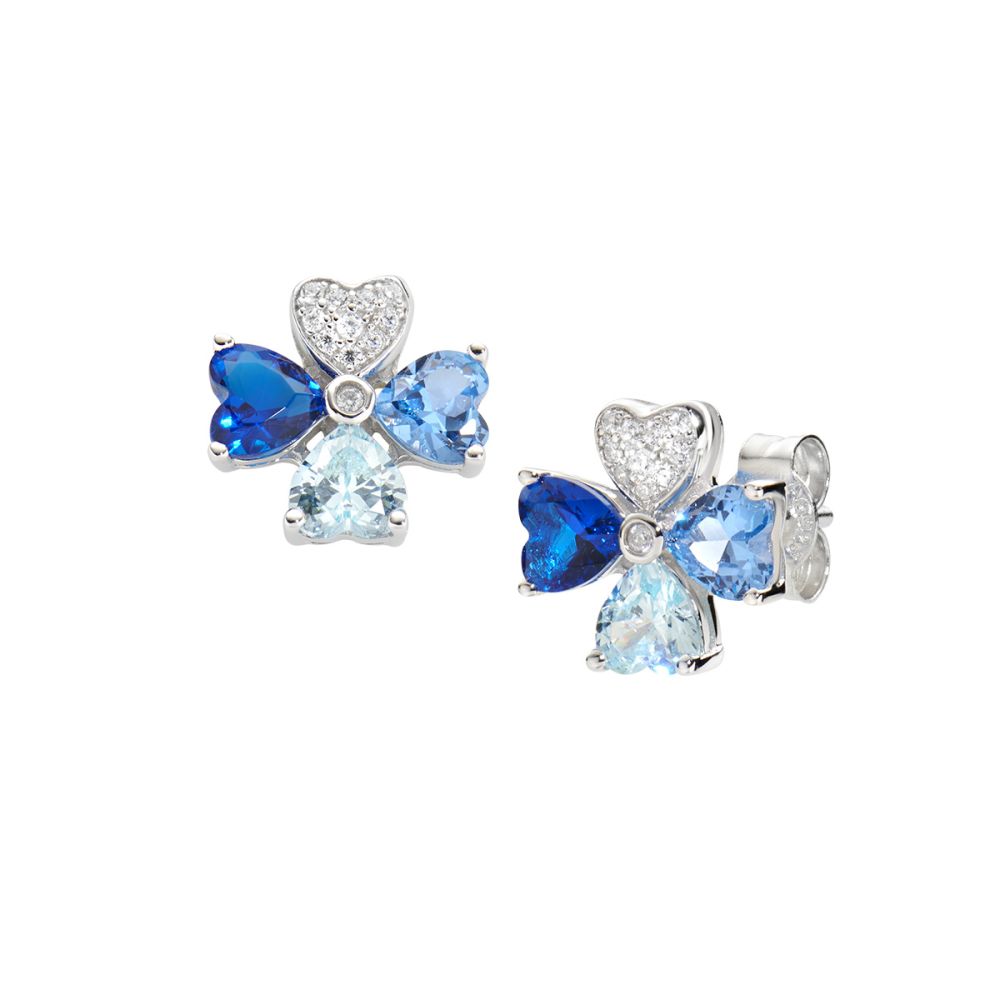 Amen Orecchini Argento Quadricuore Multicolor Blu