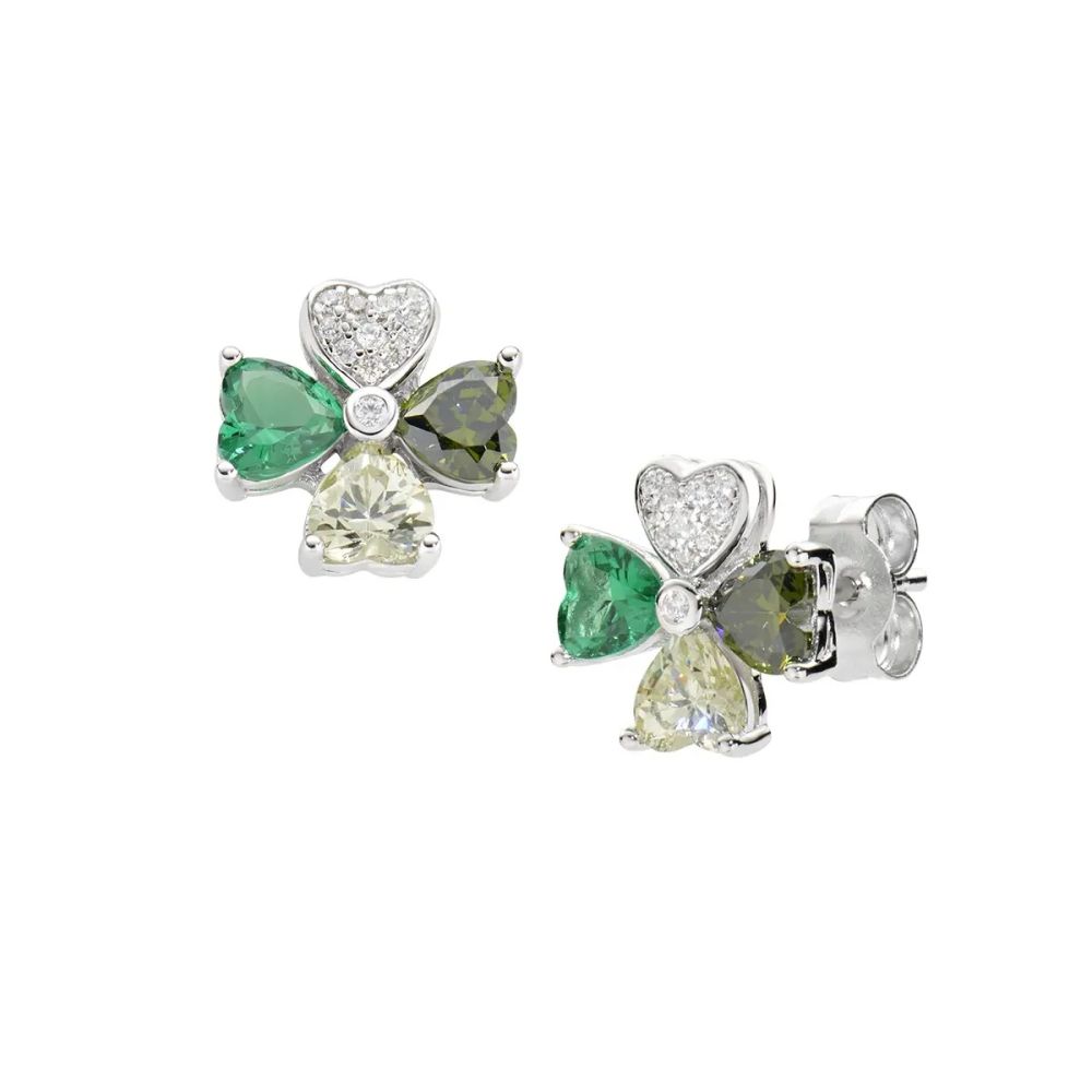 Amen Orecchini Argento Quadricuore Verde