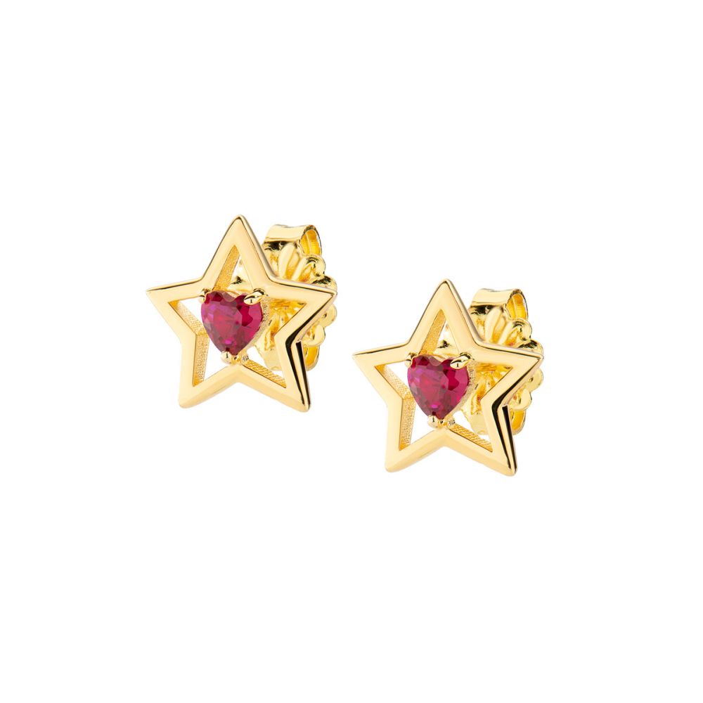 Amen Orecchini lobo Argento Dorato Stella Cuore Rosso