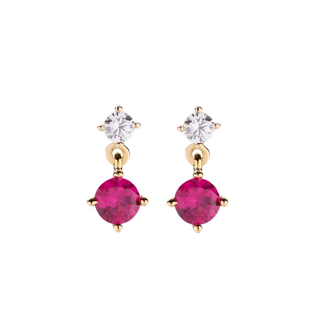 Amen Orecchini Argento Gold Cristallo Rubino e Zircone