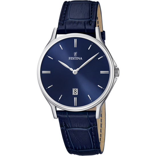 Festina Orologio Acciaio Solo Tempo Uomo Pelle Blu