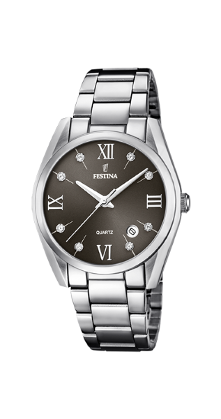 Festina Orologio Donna Acciaio Silver Solo Tempo Nero