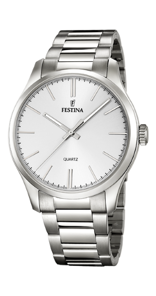 Festina Orologio Uomo Acciaio Silver Solo Tempo Bianco