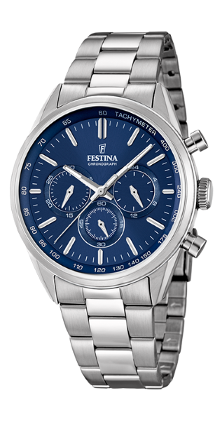 Festina Orologio Uomo Acciaio Silver Cronografo Blu