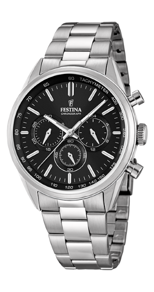 Festina Orologio Uomo Acciaio Silver Cronografo Nero