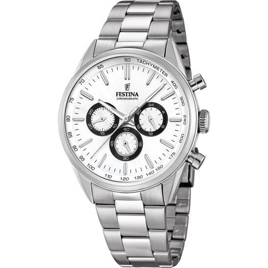 Festina Orologio Cronografo Acciaio Quadrante Bianco