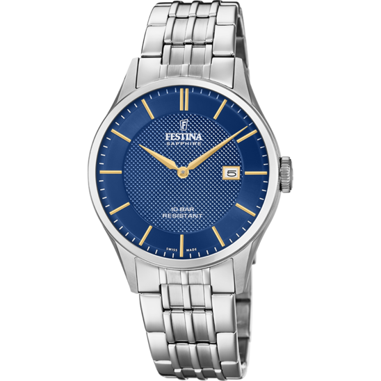 Festina Orologio Swiss Made Solo Tempo Acciaio
