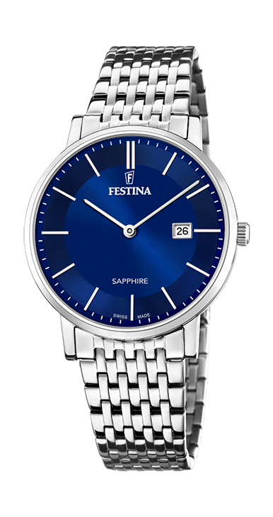 Festina Orologio Uomo Swiss Made Solo Tempo Quadrante Blu