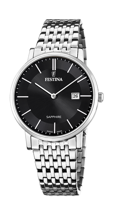 Festina Orologio Uomo Solo Tempo Swiss Made Quadrante Nero