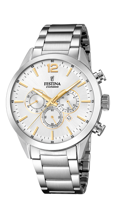 Festina Orologio Uomo Cronografo Acciaio Quadrante Silver