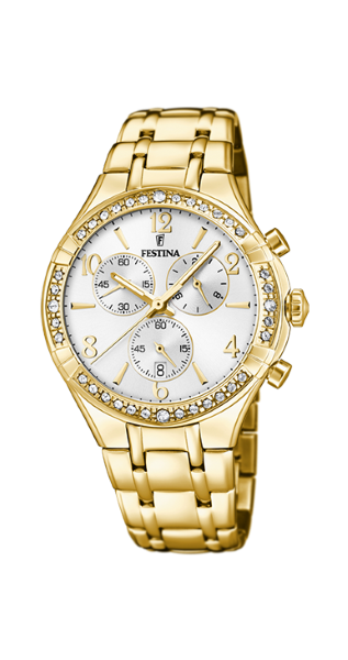 Festina Orologio Donna Acciaio Gold Cronografo Quadrante Silver