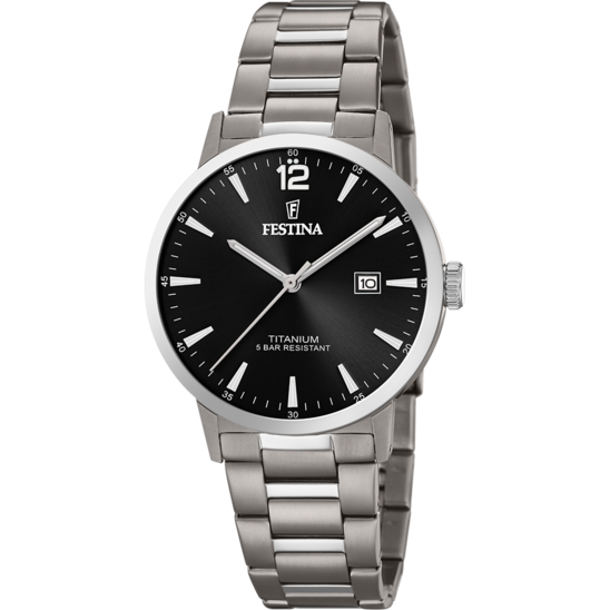 Festina Orologio TItanio Solo Tempo Uomo Quadrante Nero