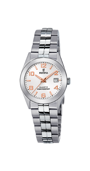 Festina Orologio Donna Acciaio Solo Tempo Quadrante Silver