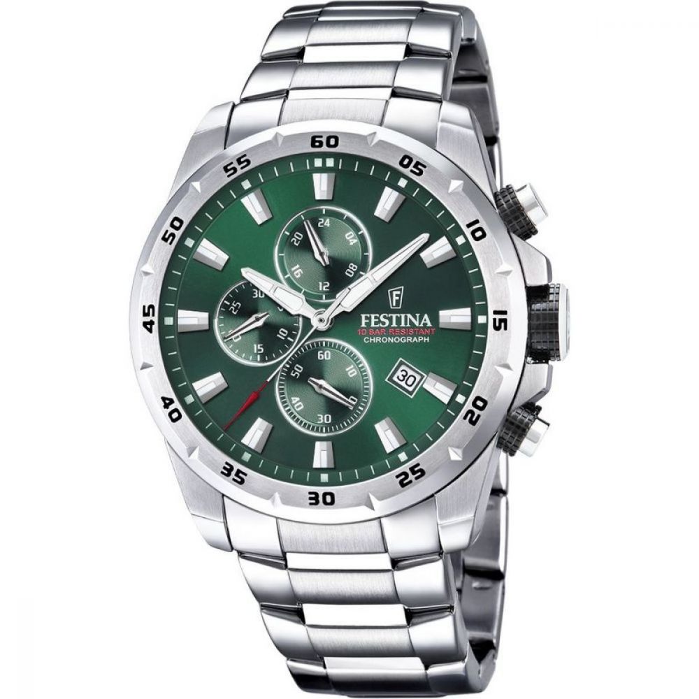 Festina Orologio Uomo Acciaio Cronografo Quadrante Verde