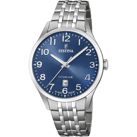 Festina Orologio TItanio Solo Tempo Uomo Quadrante Azzurro