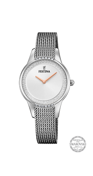 Festina Orologio Donna Solo Tempo Acciaio Quadrante Silver