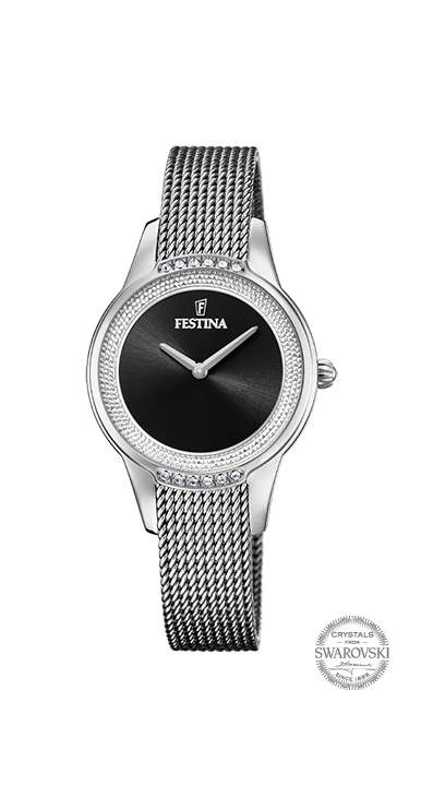 Festina Orologio Donna Solo Tempo Acciaio Quadrante Nero