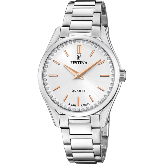 Festina Orologio Solo Tempo Donna Acciaio Quadrante Bianco