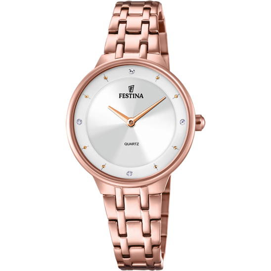 Festina Orologio Acciaio Rosè Solo tempo Donna Quadrante Silver