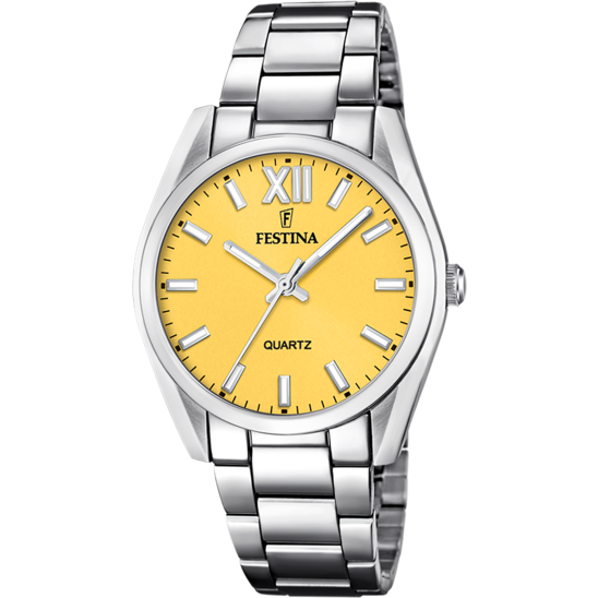 Festina Orologio Solo Tempo Acciaio Quadrante Giallo