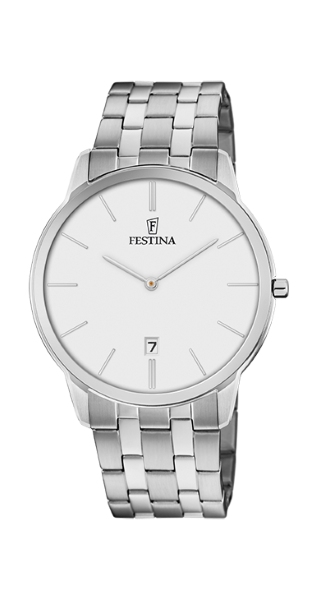 Festina Orologio Uomo Acciaio Solo Tempo Quadrante Bianco